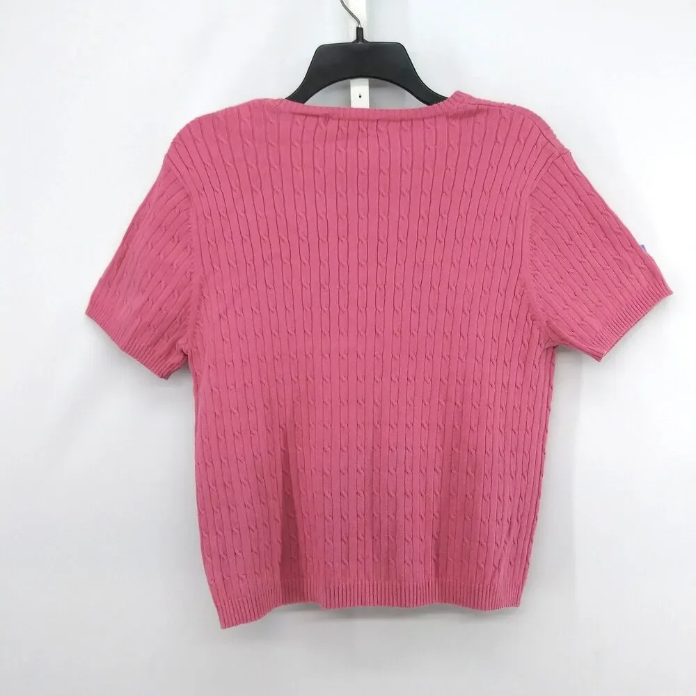 White Stag Sweater Womens Large Pink Short Sleeve Round Neck Casual Knit Top